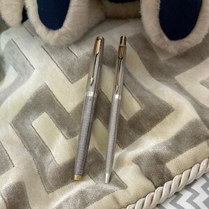 Vintage Sterling  Silver and Gold Parker Fountain Pen and Pencil Set